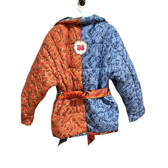 CeliaB Snowdon Quilted Tie Belt Floral Reversible Coat Multicolor Women's Medium - Picture 9 of 14